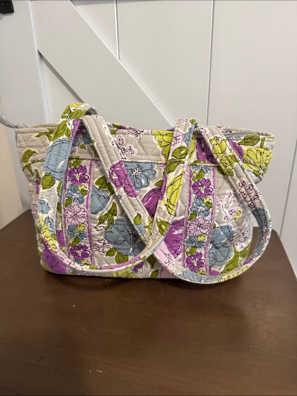 Vera Bradley Quilted Floral shoulder purse in Purple, Blue & Green